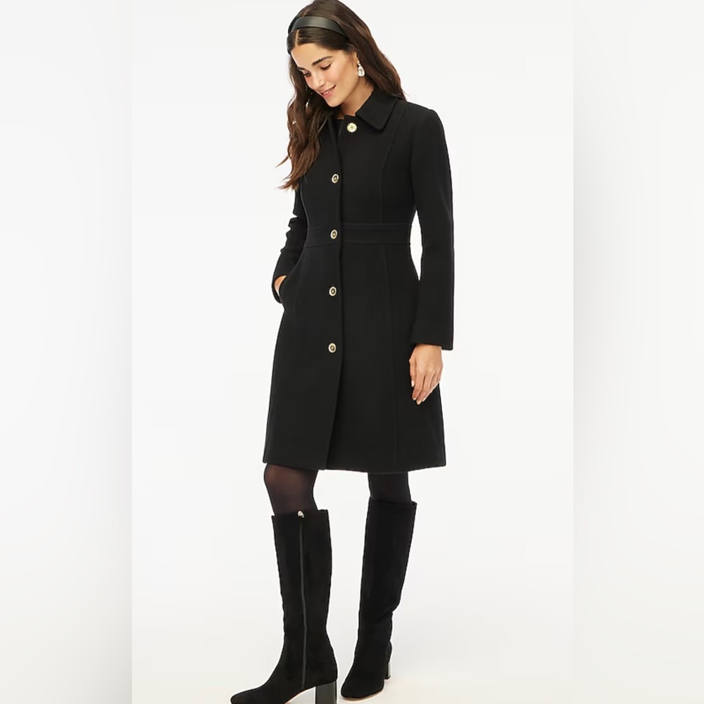 JCrew Double Cloth Lady Day Coat Black thinsulate new wool size 2